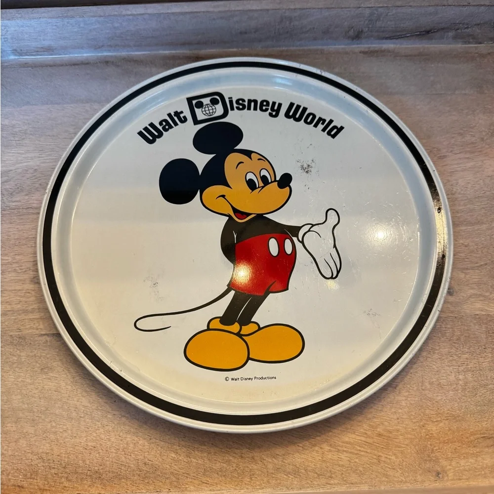 Walt Disney World Mickey Mouse Tin Tray Souvenir Metal‎ Plate 10.5” vintage
